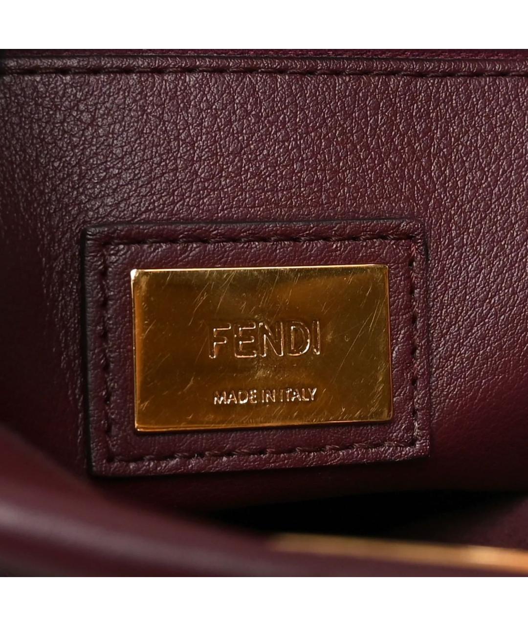 FENDI Бордовая кожаная сумка тоут, фото 8