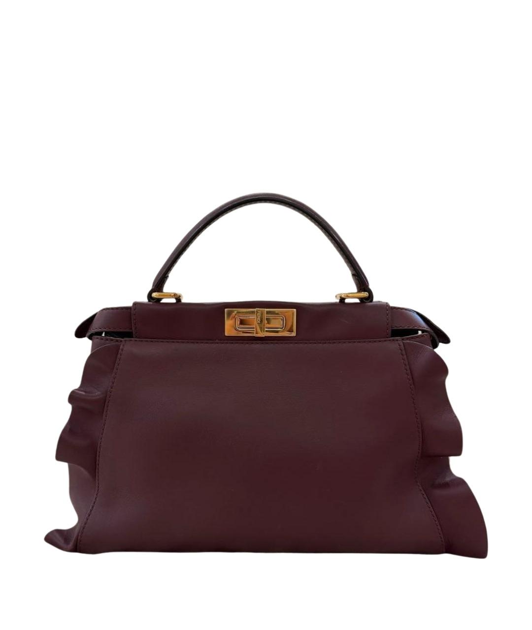 FENDI Бордовая кожаная сумка тоут, фото 1