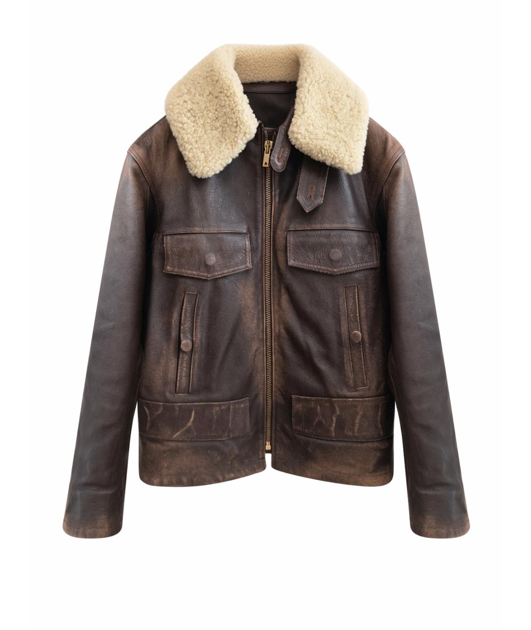 GOLDEN GOOSE Коричневая кожаная куртка, фото 1