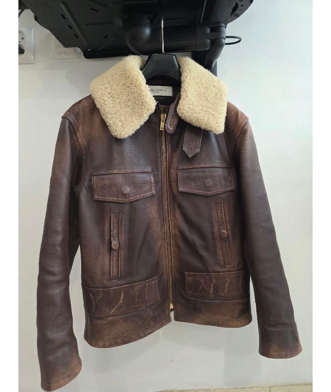 GOLDEN GOOSE Коричневая кожаная куртка, фото 5