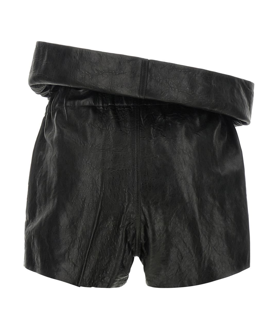 RICK OWENS Черные кожаные шорты, фото 2