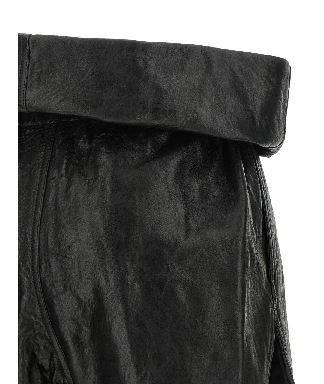 RICK OWENS Черные кожаные шорты, фото 4