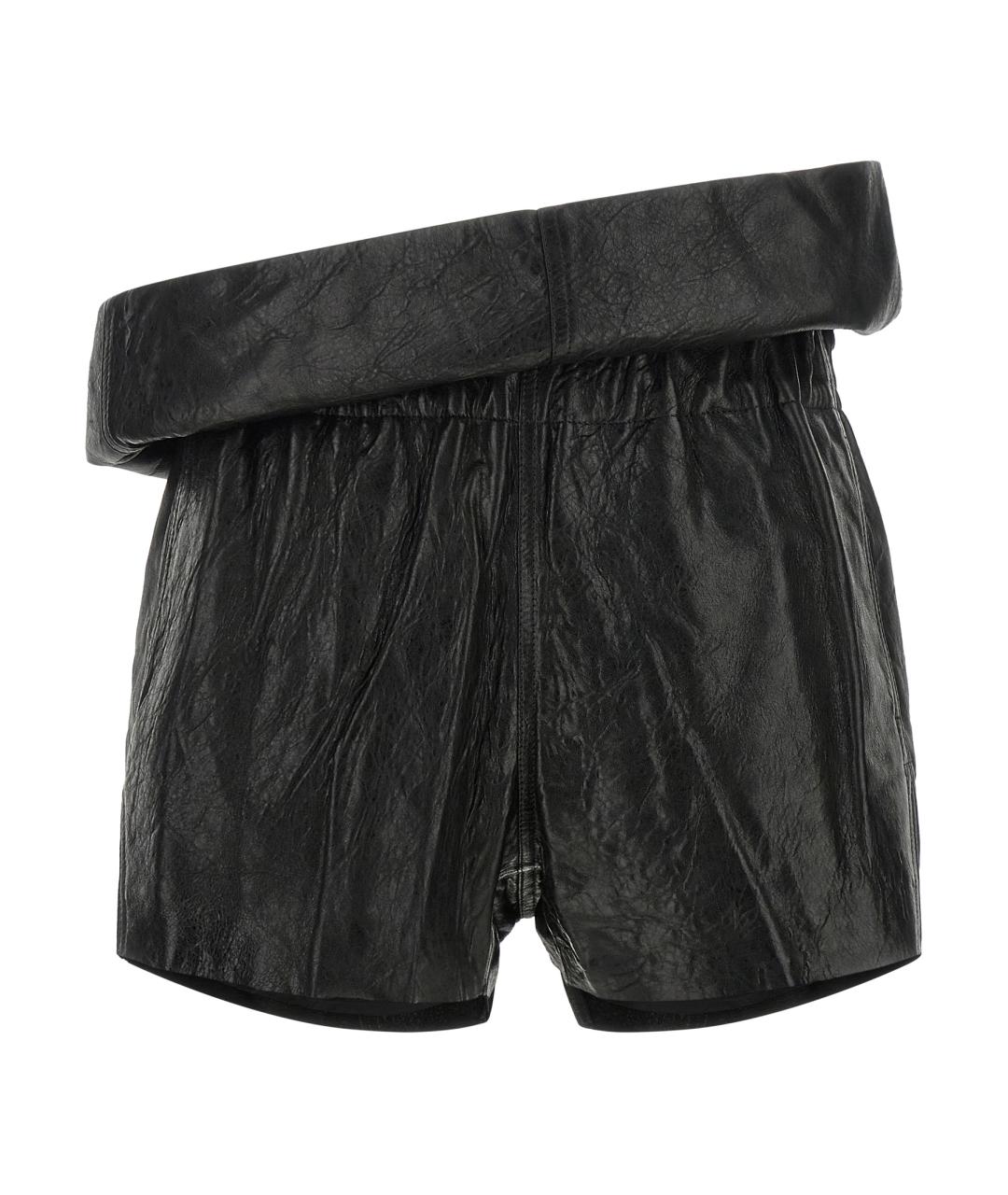 RICK OWENS Черные кожаные шорты, фото 1