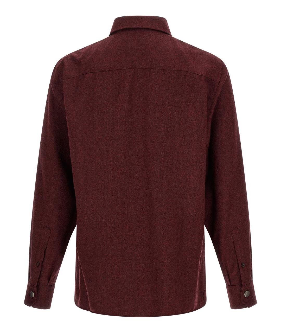 BRUNELLO CUCINELLI Бордовая шерстяная кэжуал рубашка, фото 2