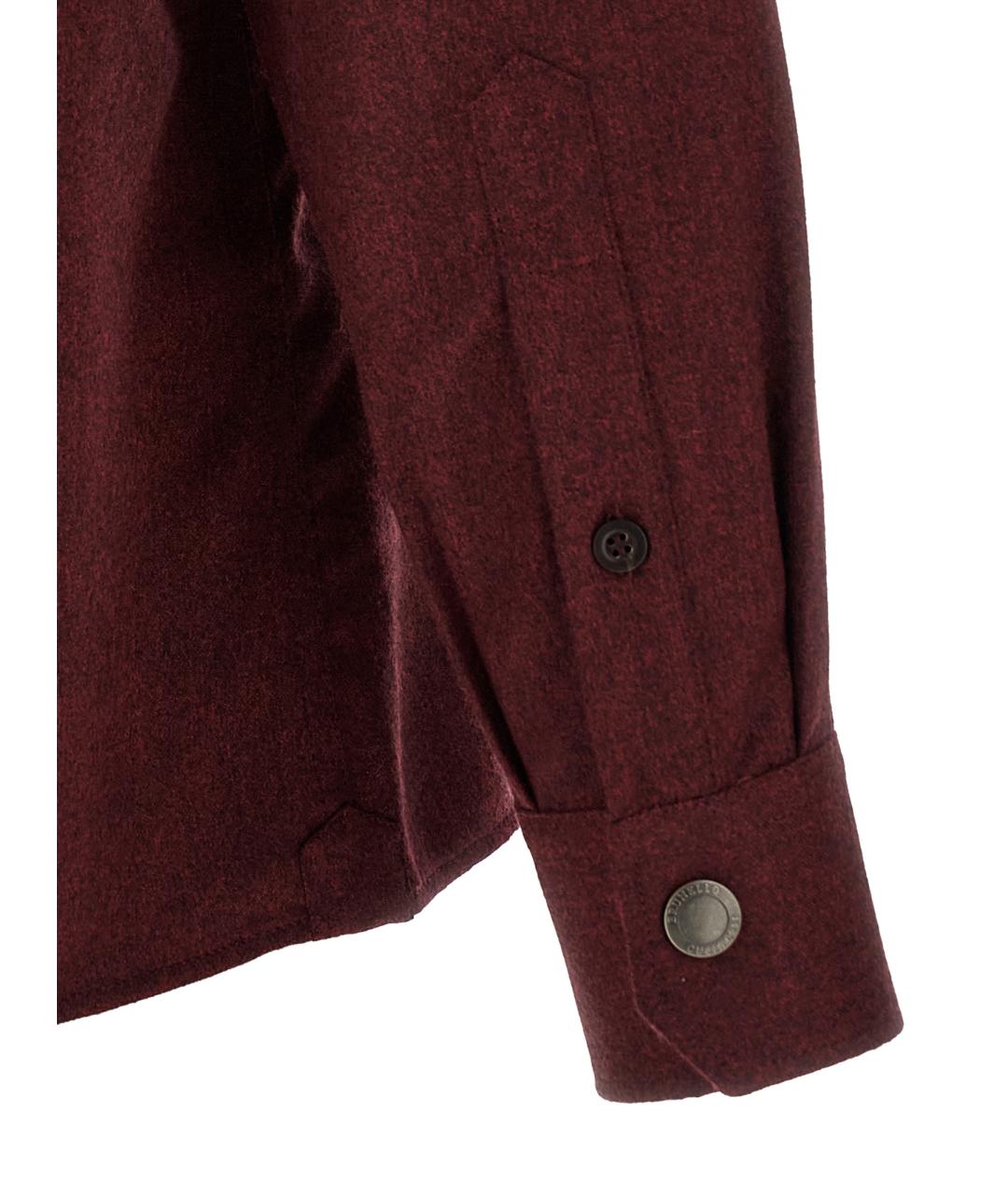 BRUNELLO CUCINELLI Бордовая шерстяная кэжуал рубашка, фото 4