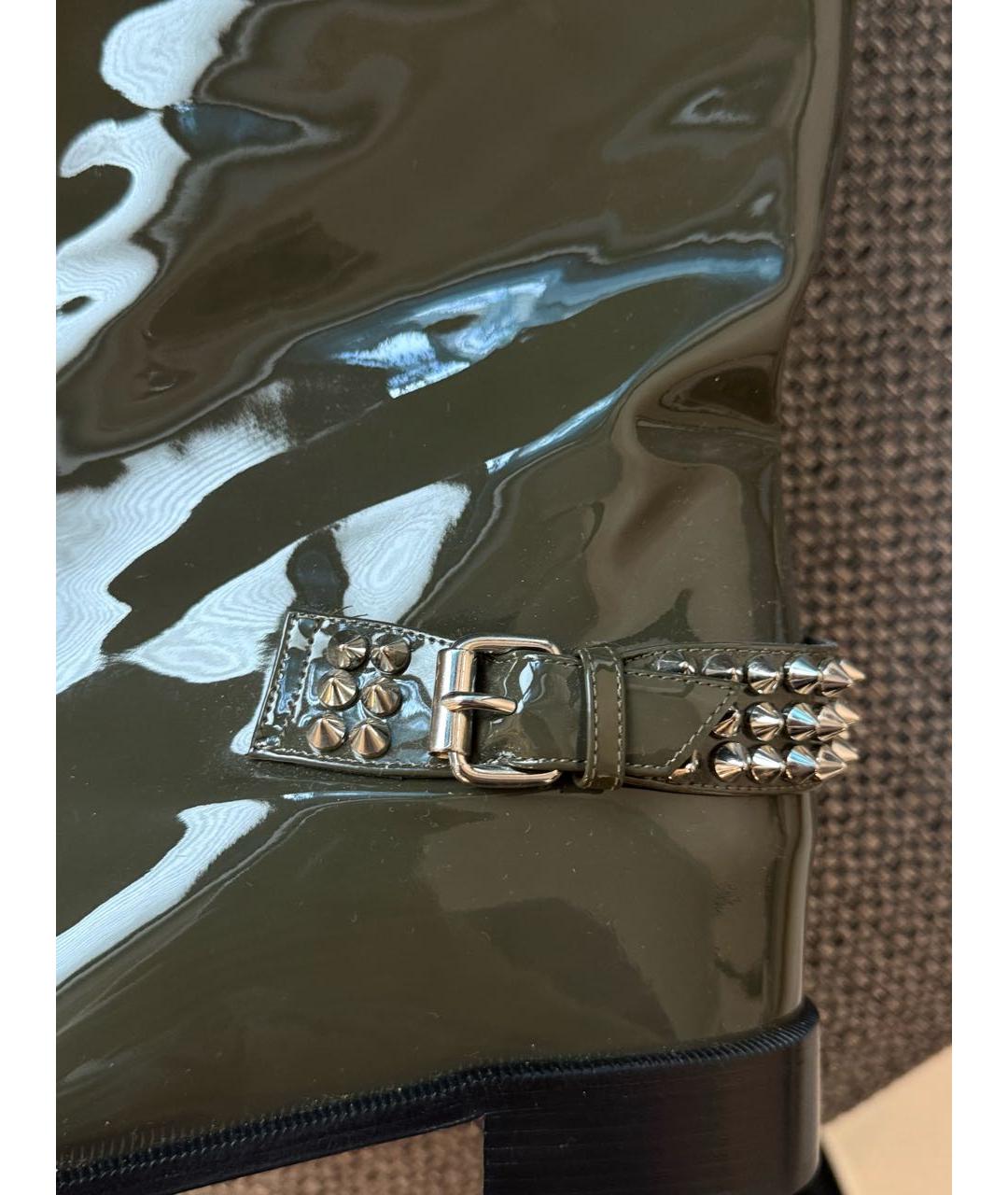 CHRISTIAN LOUBOUTIN Хаки сапоги из лакированной кожи, фото 7