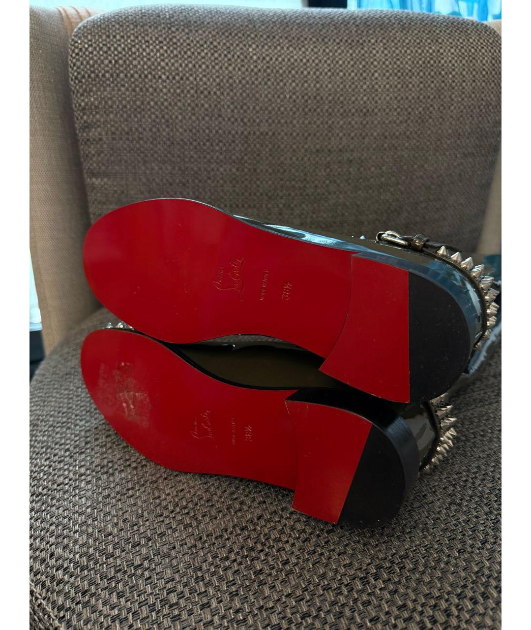 CHRISTIAN LOUBOUTIN Хаки сапоги из лакированной кожи, фото 6