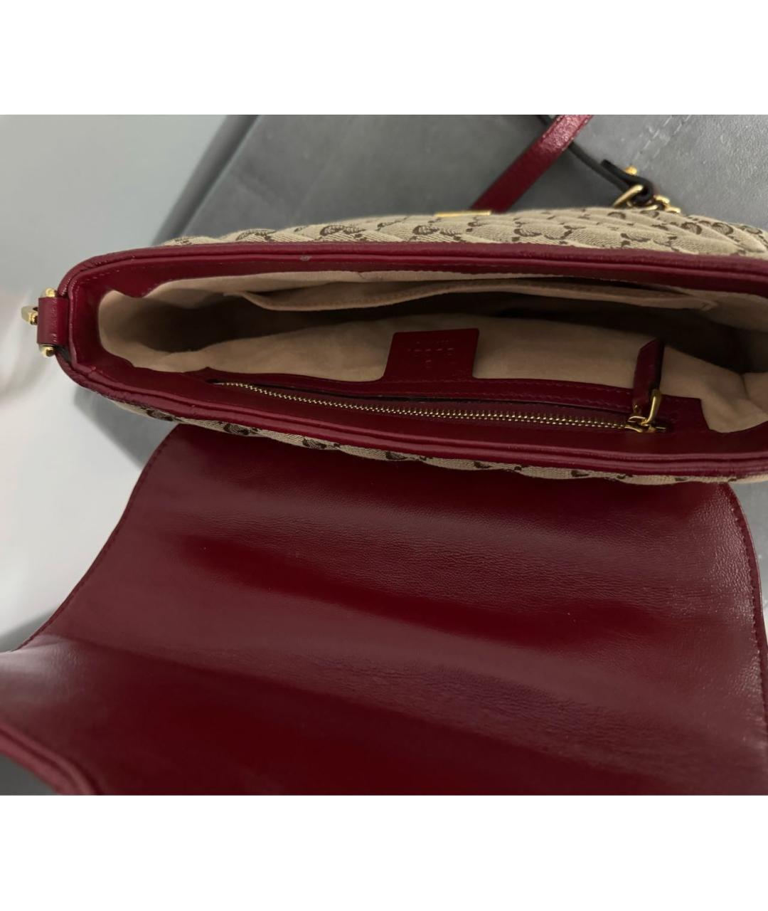 GUCCI Бежевая сумка с короткими ручками из канвы, фото 4