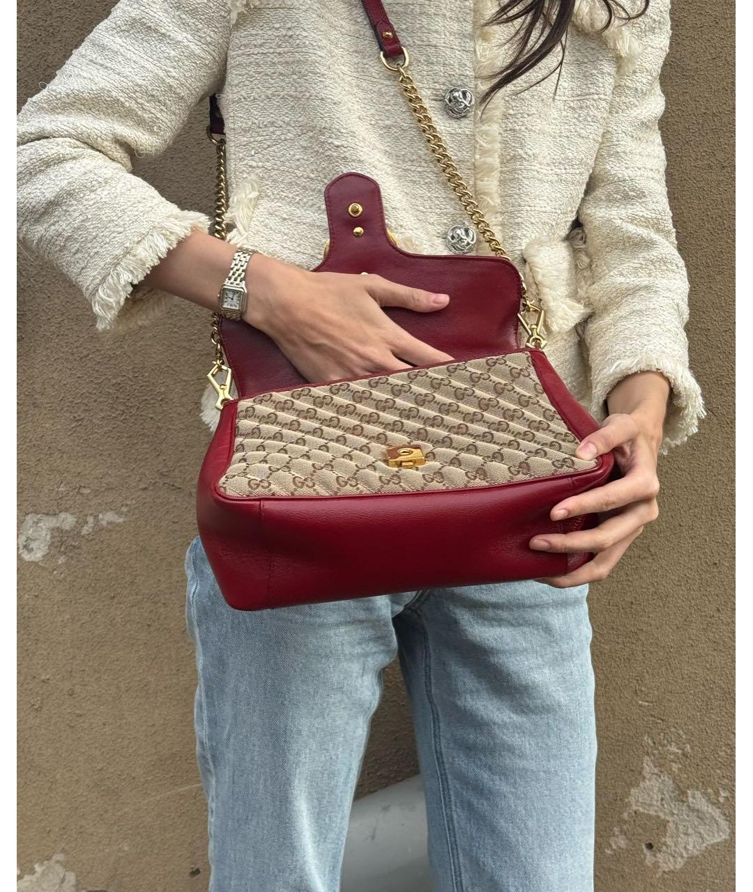 GUCCI Бежевая сумка с короткими ручками из канвы, фото 7