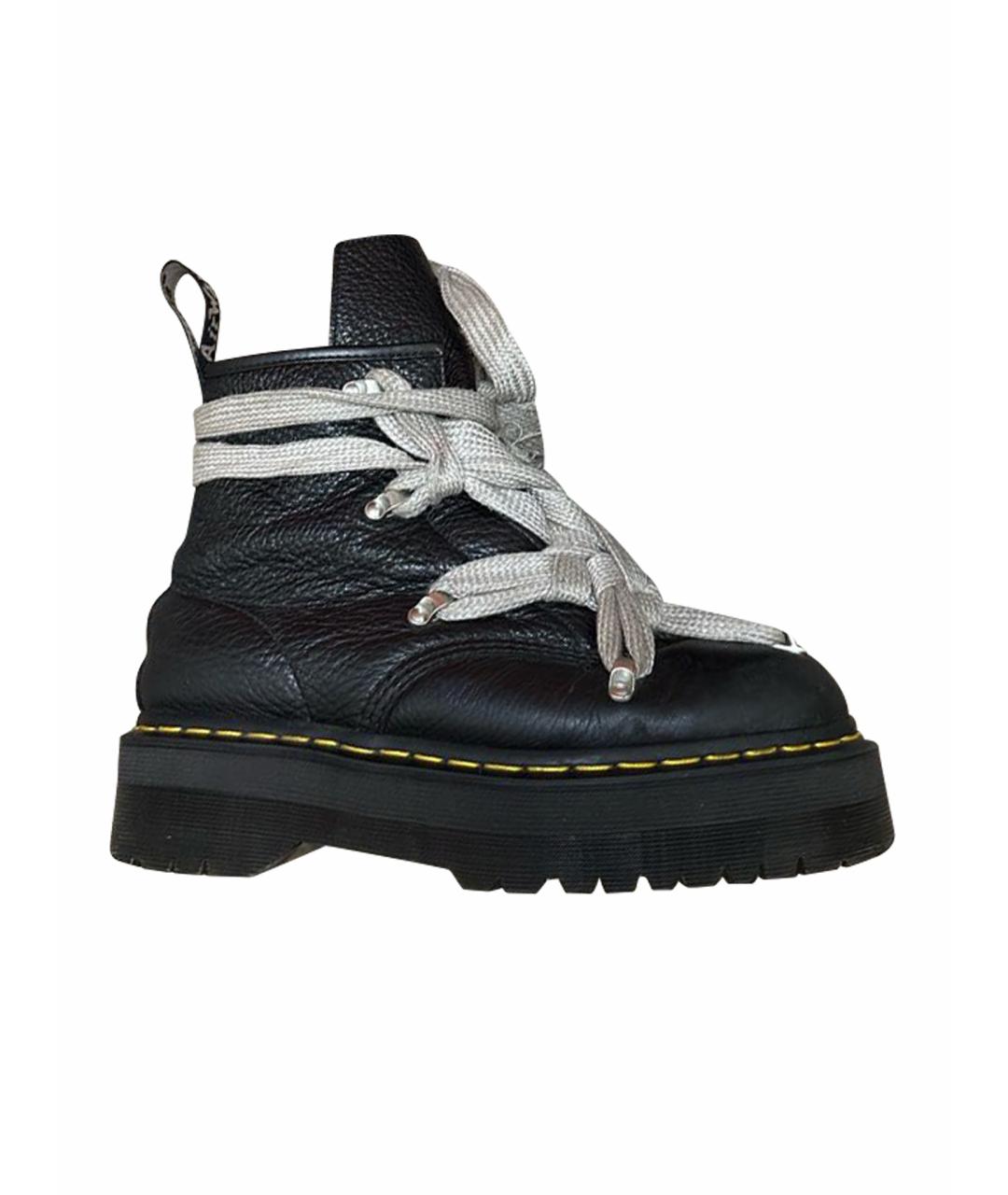 RICK OWENS Черные кожаные высокие ботинки, фото 1