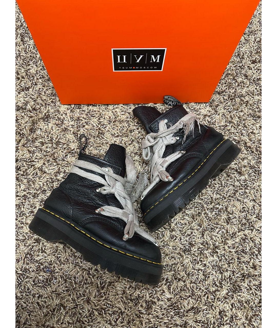 RICK OWENS Черные кожаные высокие ботинки, фото 7
