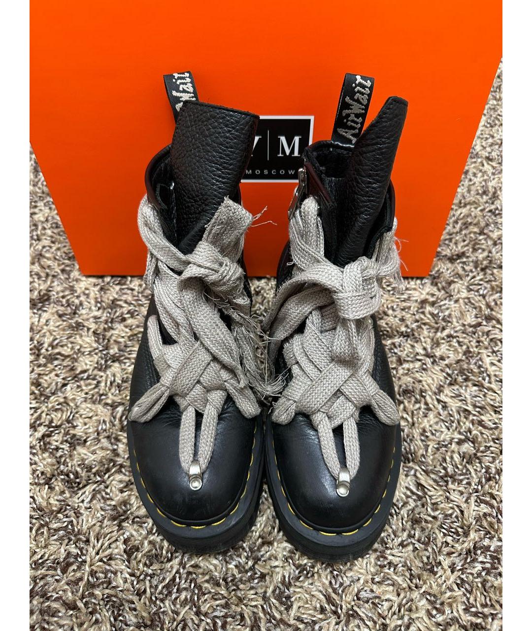 RICK OWENS Черные кожаные высокие ботинки, фото 4