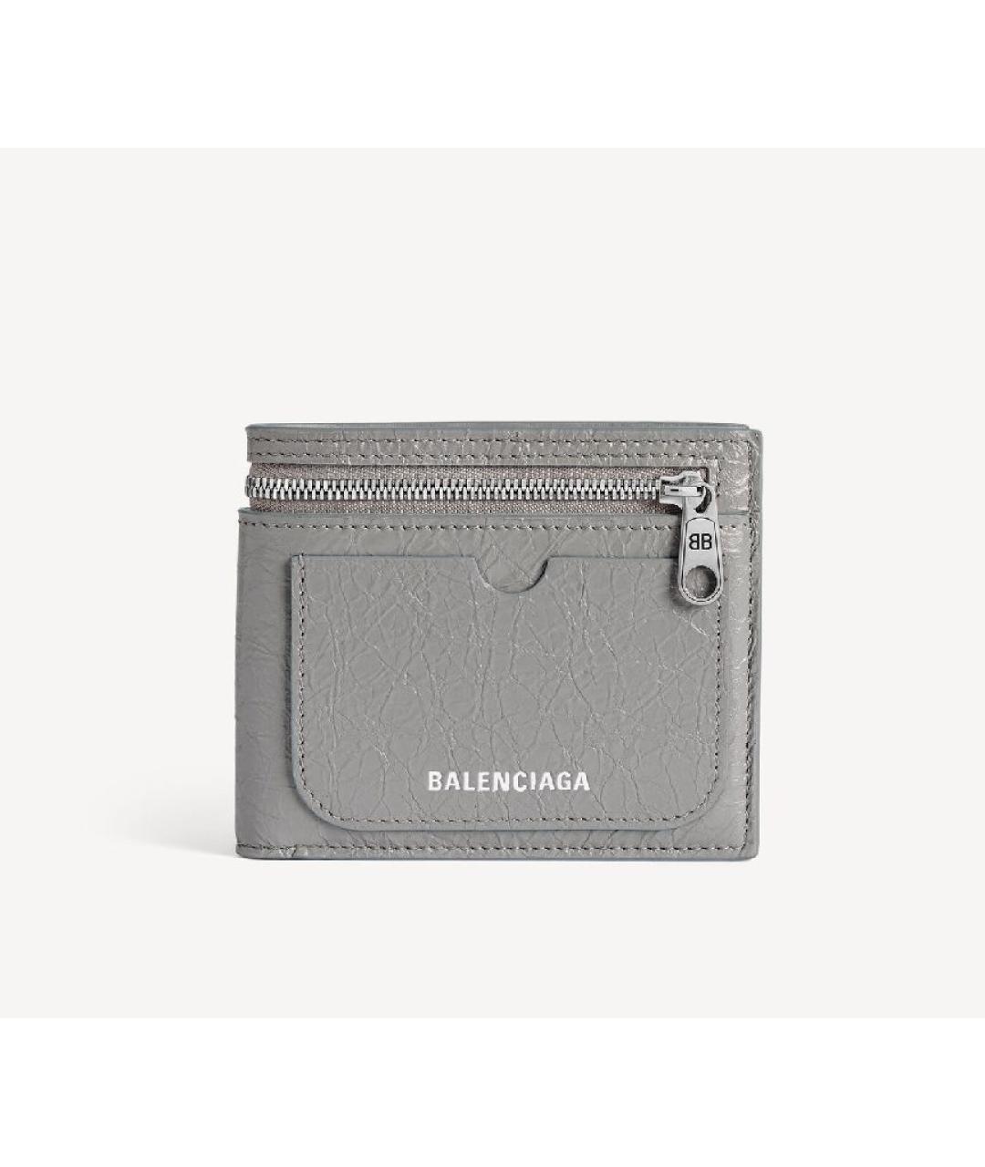 BALENCIAGA Серый кожаный кошелек, фото 9