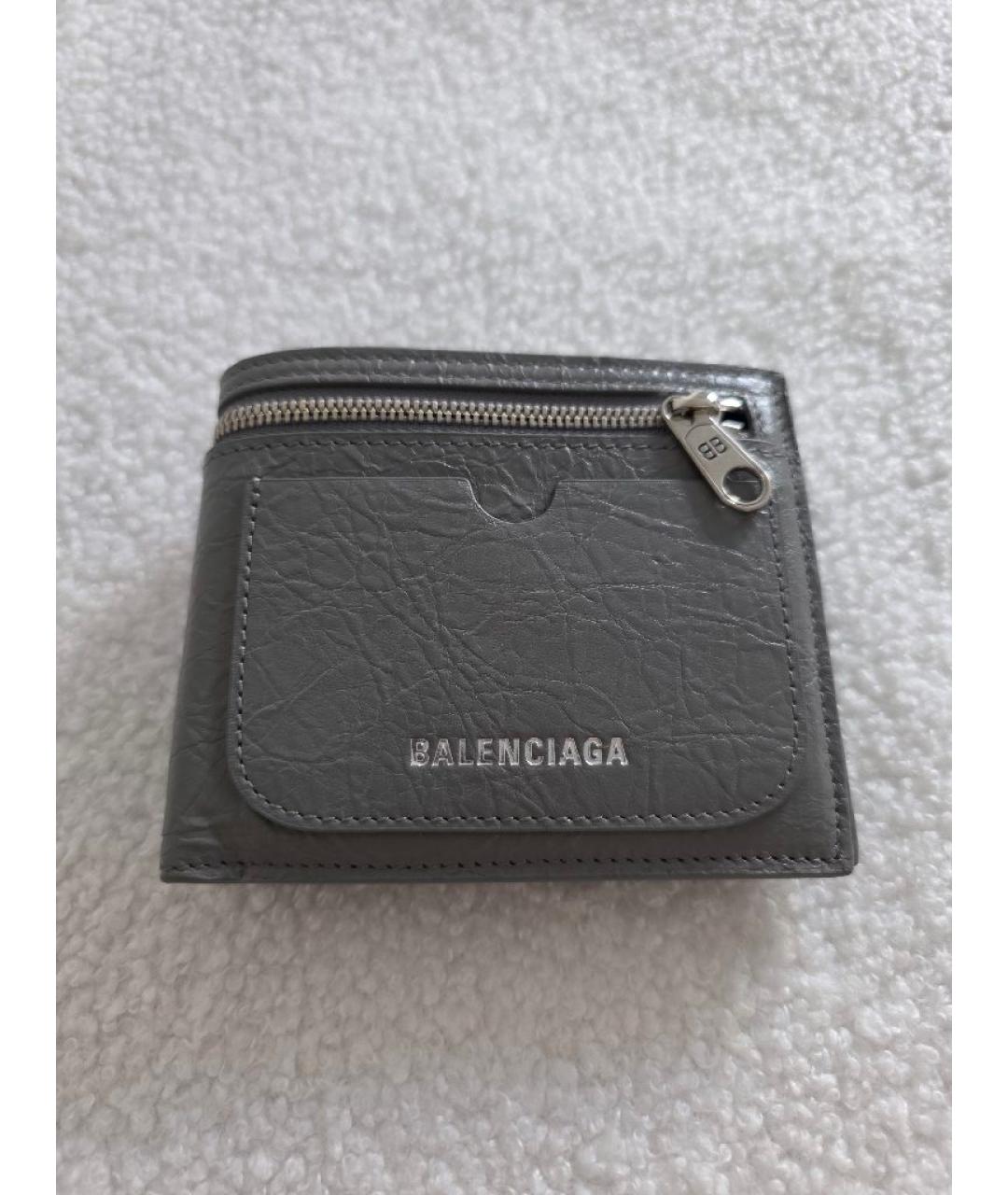 BALENCIAGA Серый кожаный кошелек, фото 7