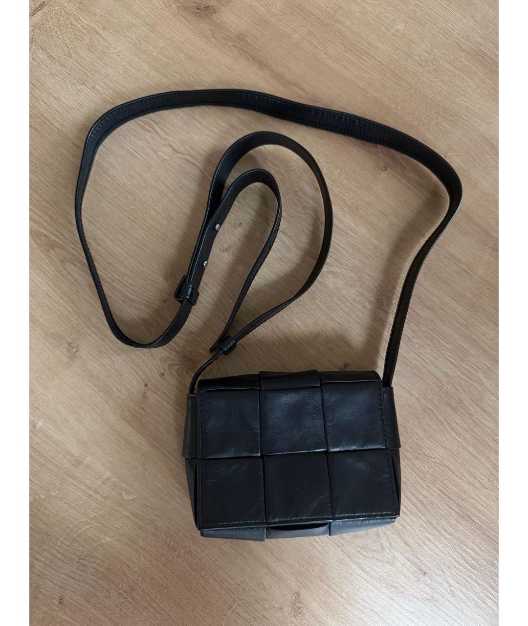 BOTTEGA VENETA Черная кожаная сумка через плечо, фото 7