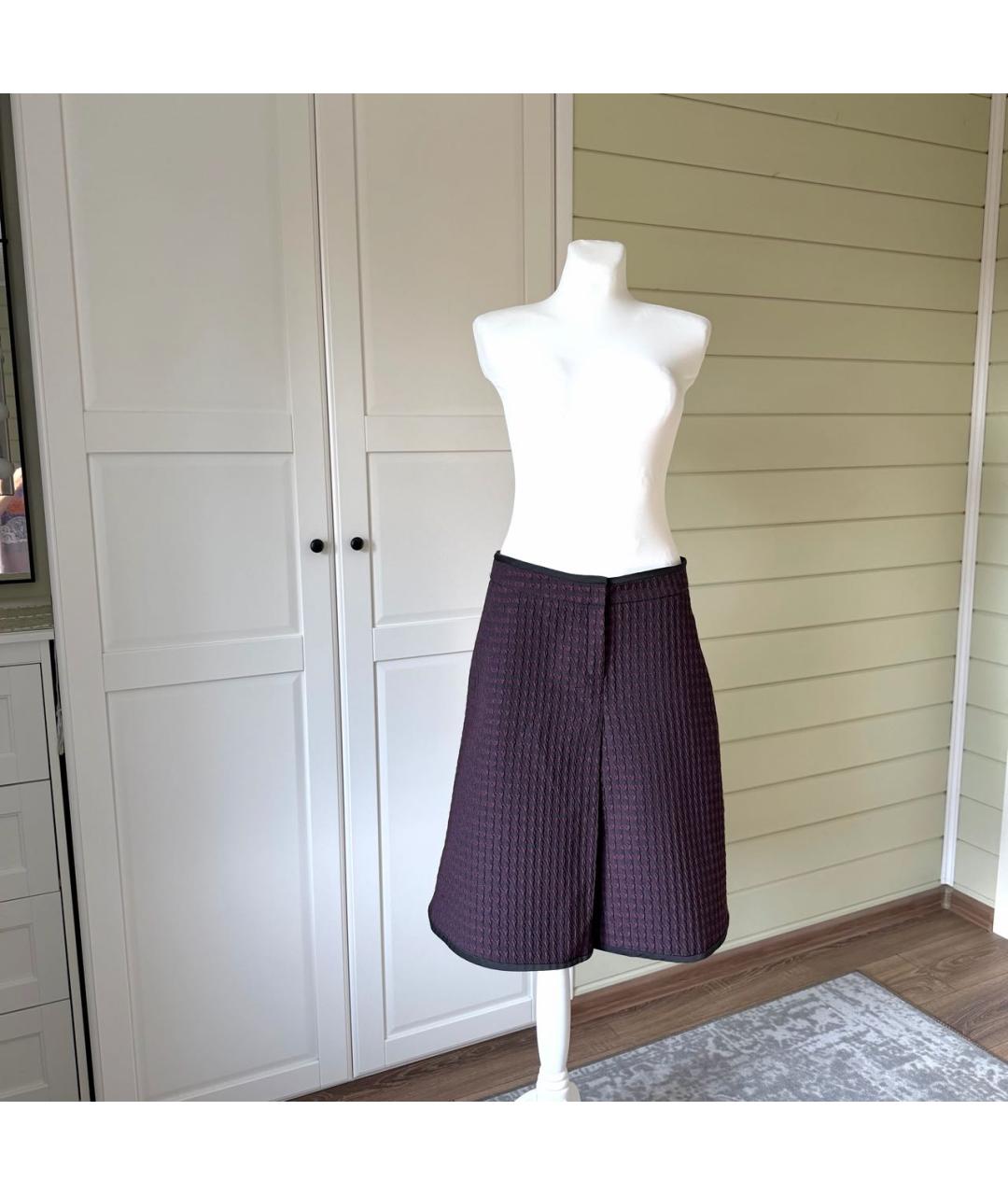 WEEKEND MAX MARA Бордовая полиэстеровая юбка миди, фото 2