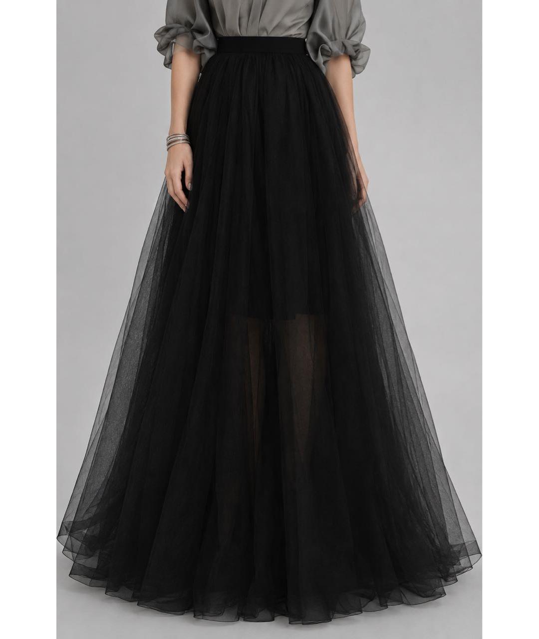 ELIE SAAB Черная сетчатая юбка макси, фото 2