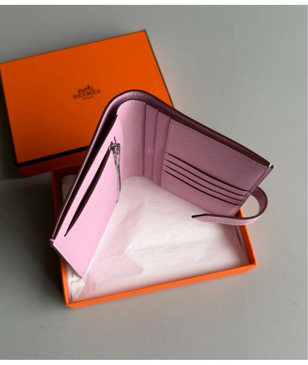 HERMES Розовый кожаный кошелек, фото 3