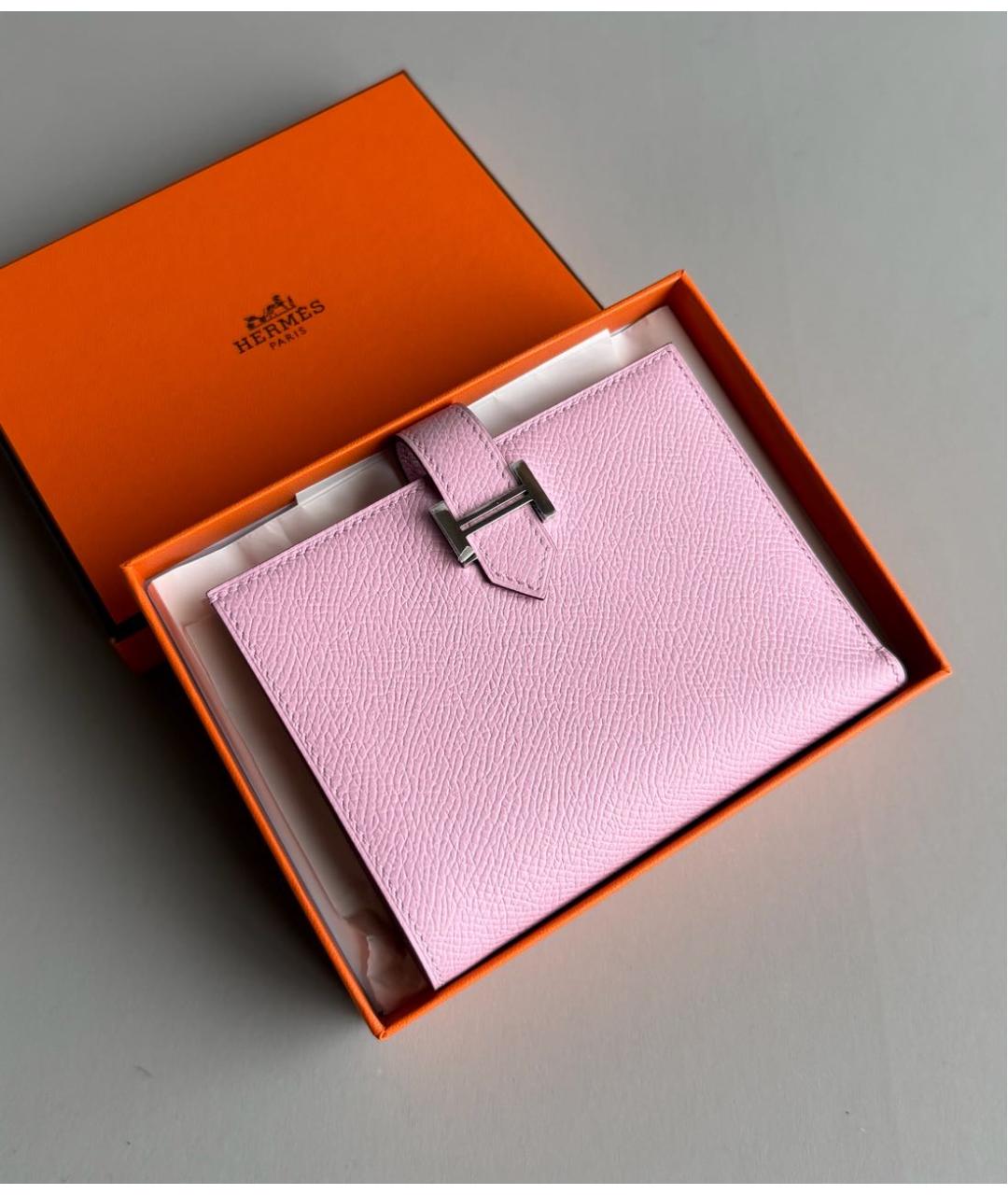 HERMES Розовый кожаный кошелек, фото 4
