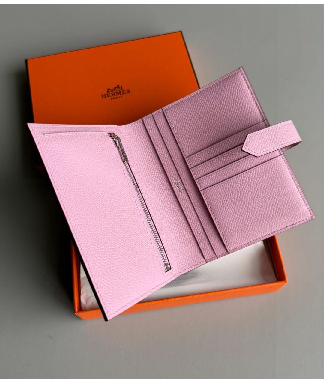 HERMES Розовый кожаный кошелек, фото 2