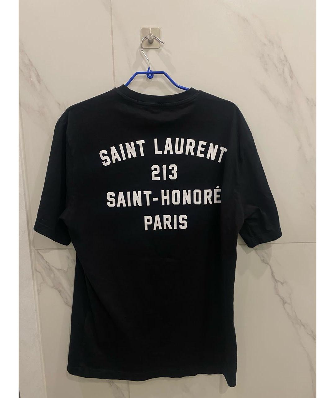 SAINT LAURENT Черная хлопковая футболка, фото 2
