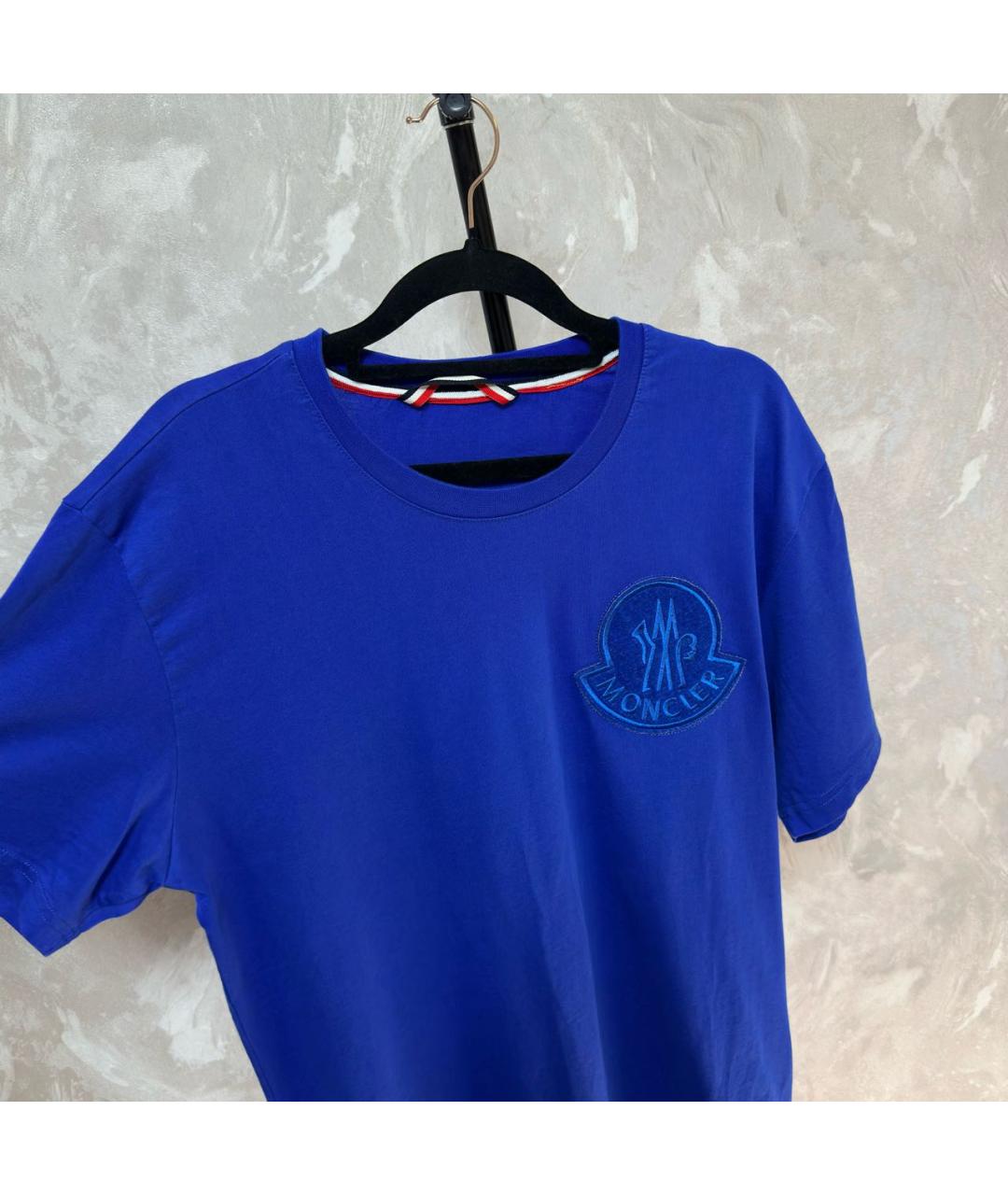 MONCLER Синяя хлопковая футболка, фото 4
