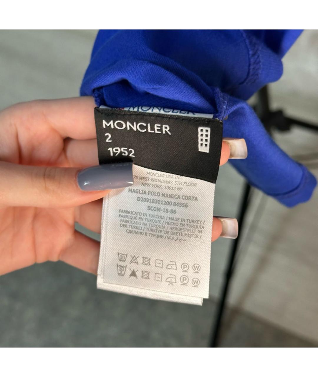 MONCLER Синяя хлопковая футболка, фото 3