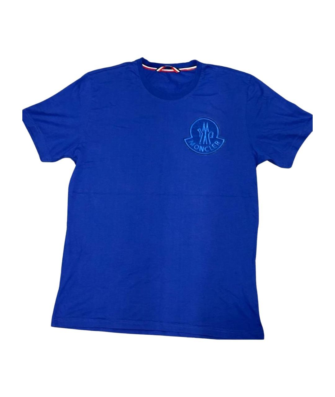 MONCLER Синяя хлопковая футболка, фото 1