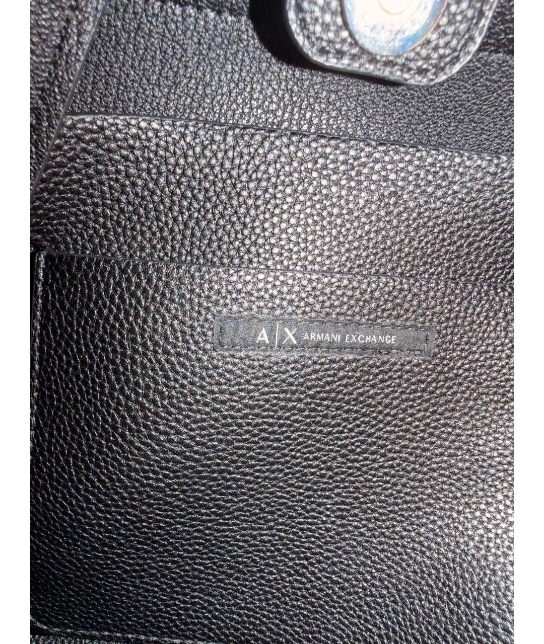 ARMANI EXCHANGE Черная кожаная сумка через плечо, фото 5