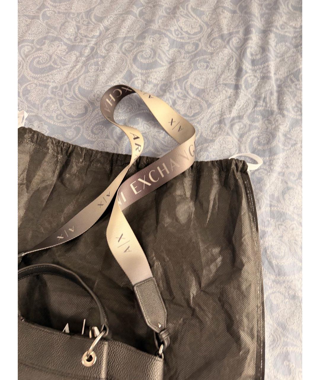 ARMANI EXCHANGE Черная кожаная сумка через плечо, фото 8