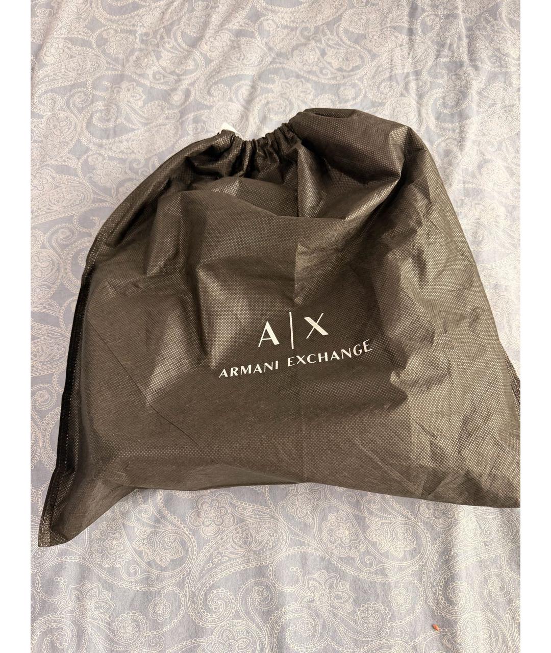 ARMANI EXCHANGE Черная кожаная сумка через плечо, фото 4