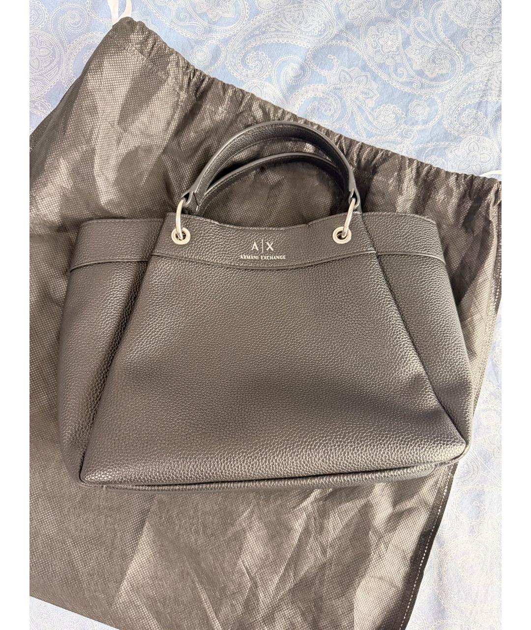 ARMANI EXCHANGE Черная кожаная сумка через плечо, фото 1