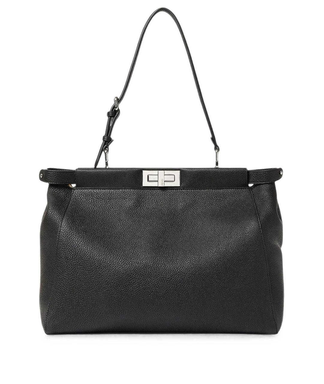 FENDI Черная кожаная сумка тоут, фото 1