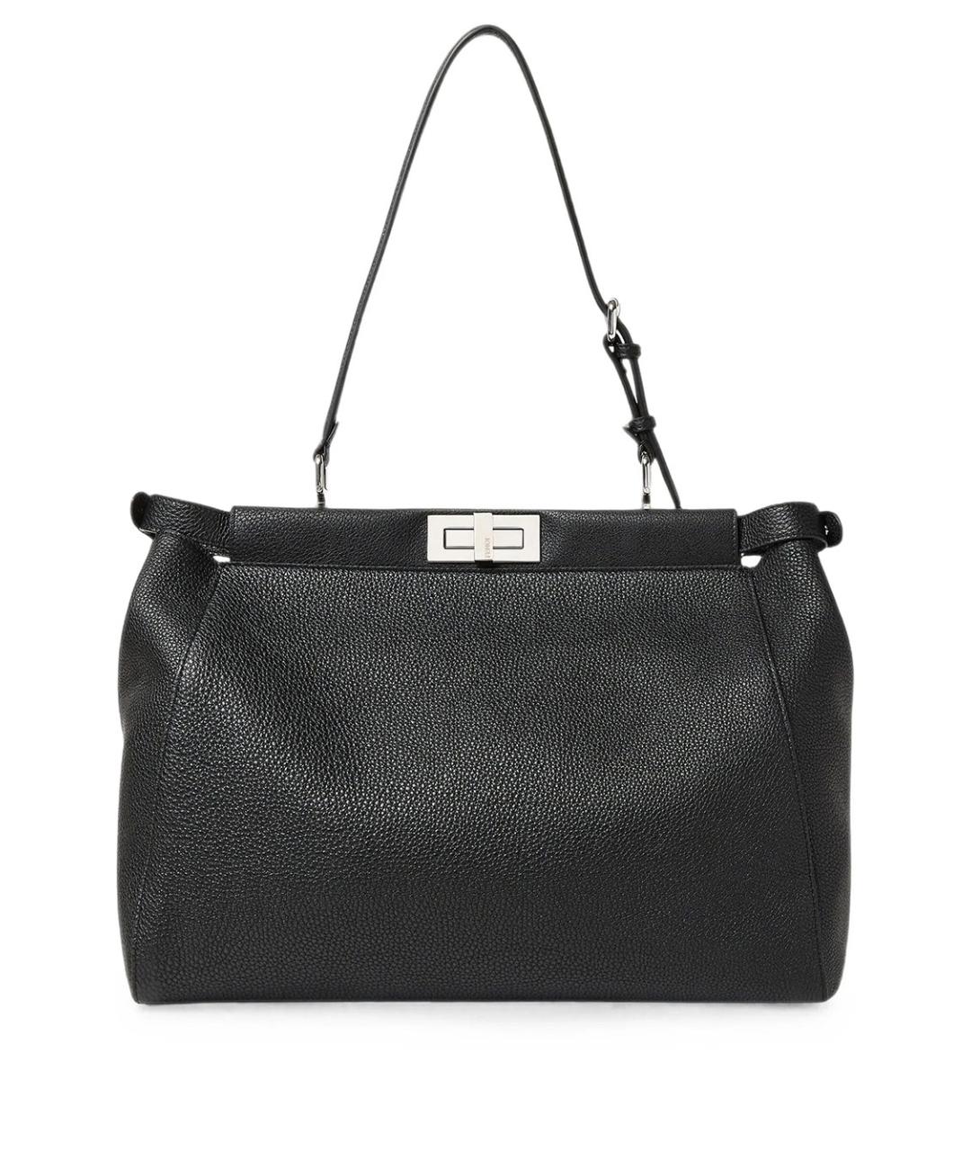 FENDI Черная кожаная сумка тоут, фото 3