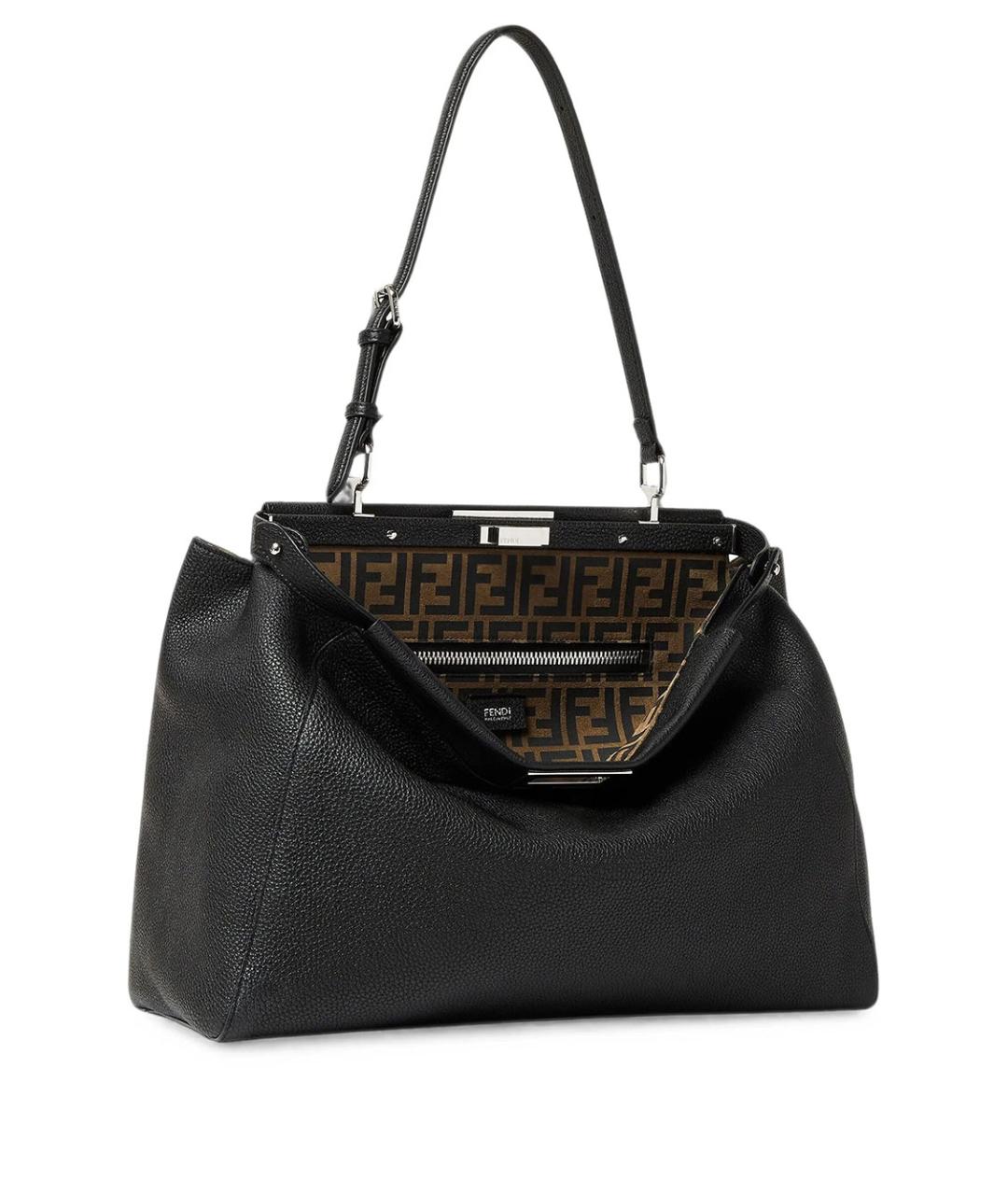 FENDI Черная кожаная сумка тоут, фото 2