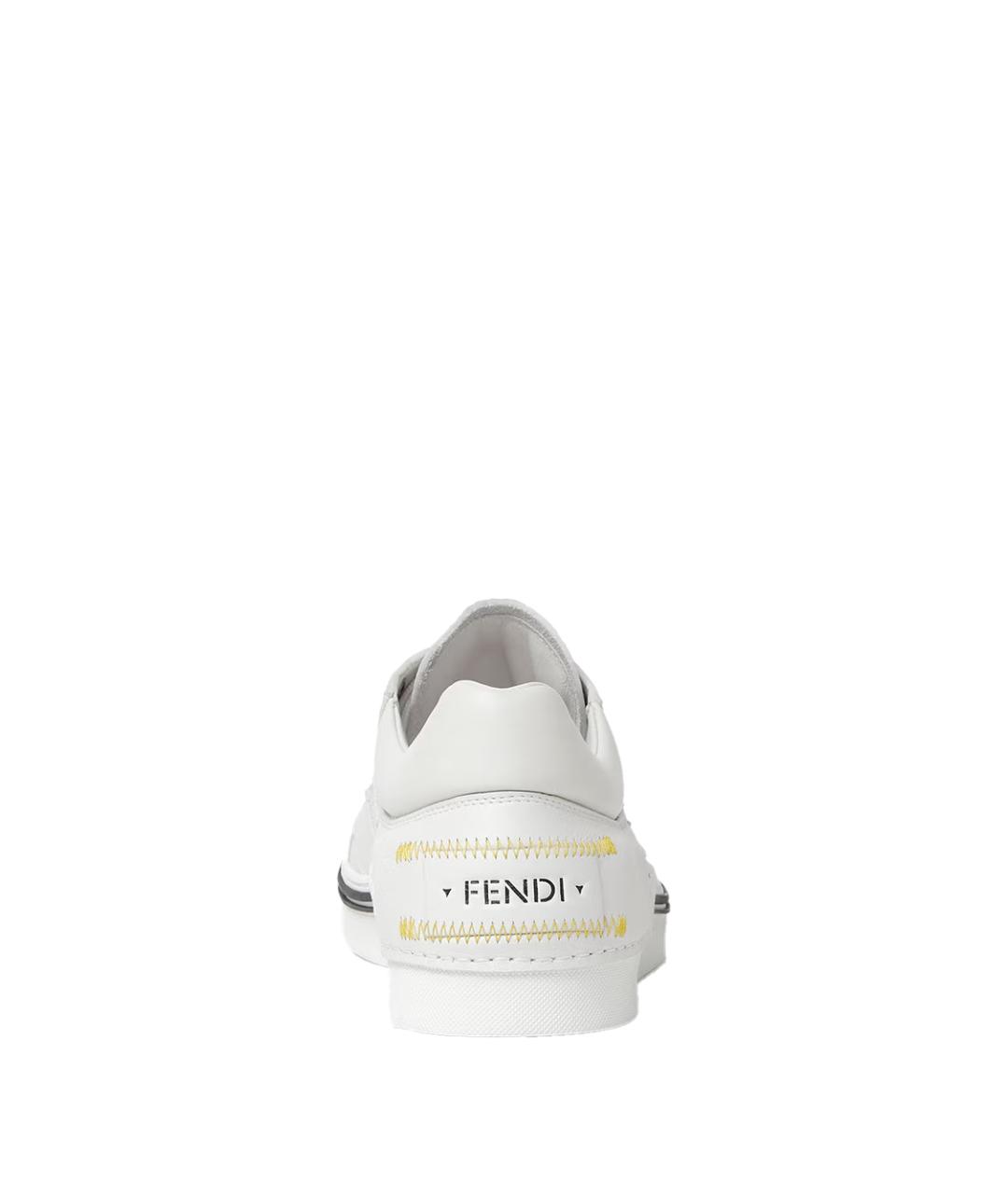 FENDI Белые кожаные низкие кроссовки / кеды, фото 4