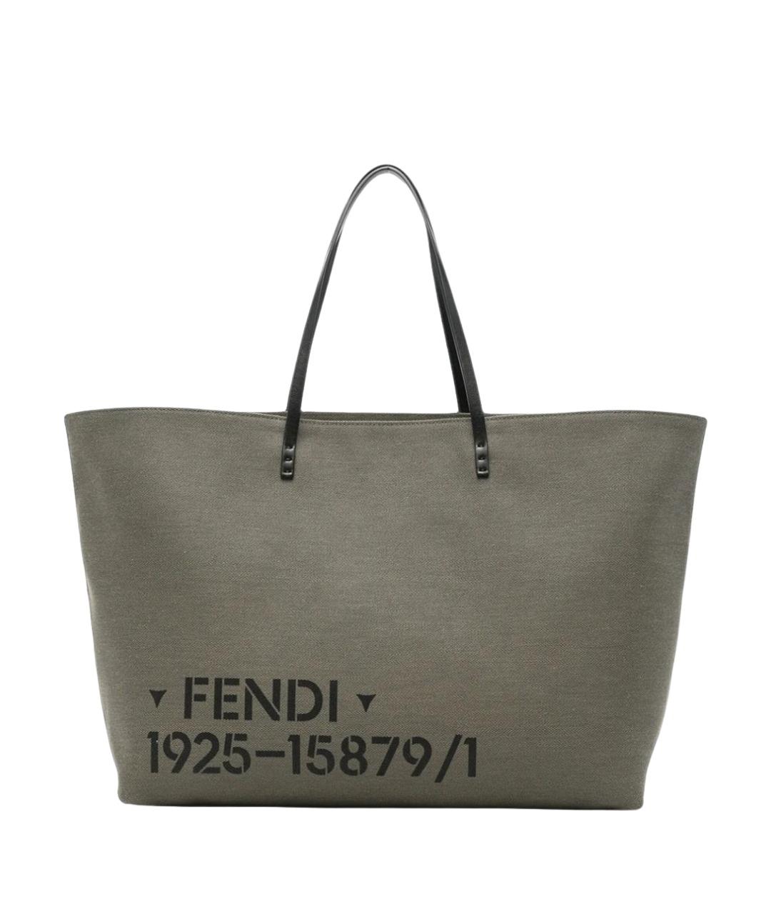 FENDI Зеленая сумка тоут из канвы, фото 1