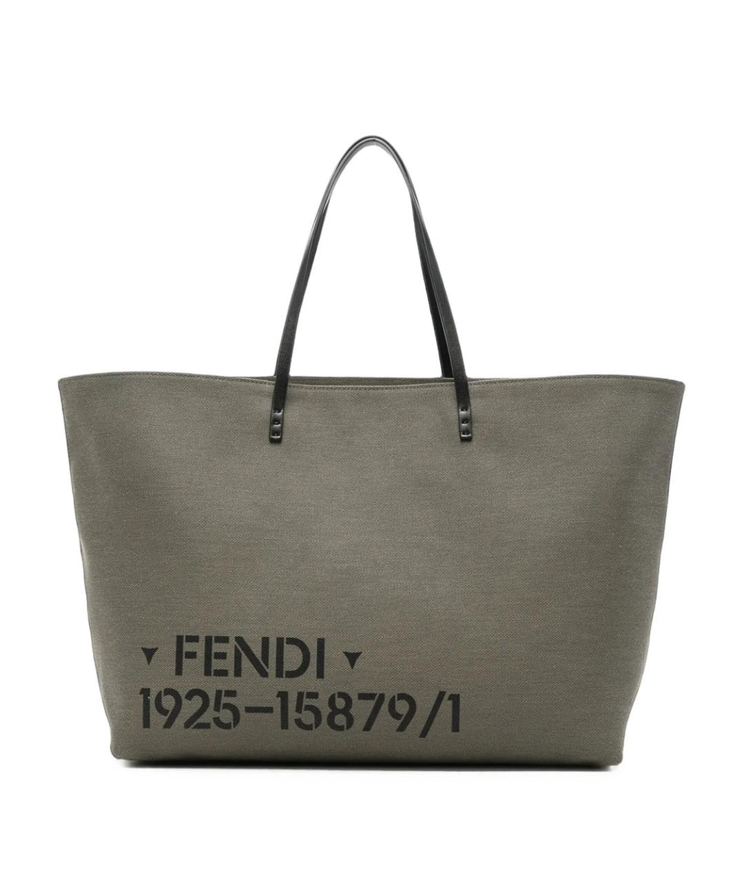 FENDI Зеленая сумка тоут из канвы, фото 3
