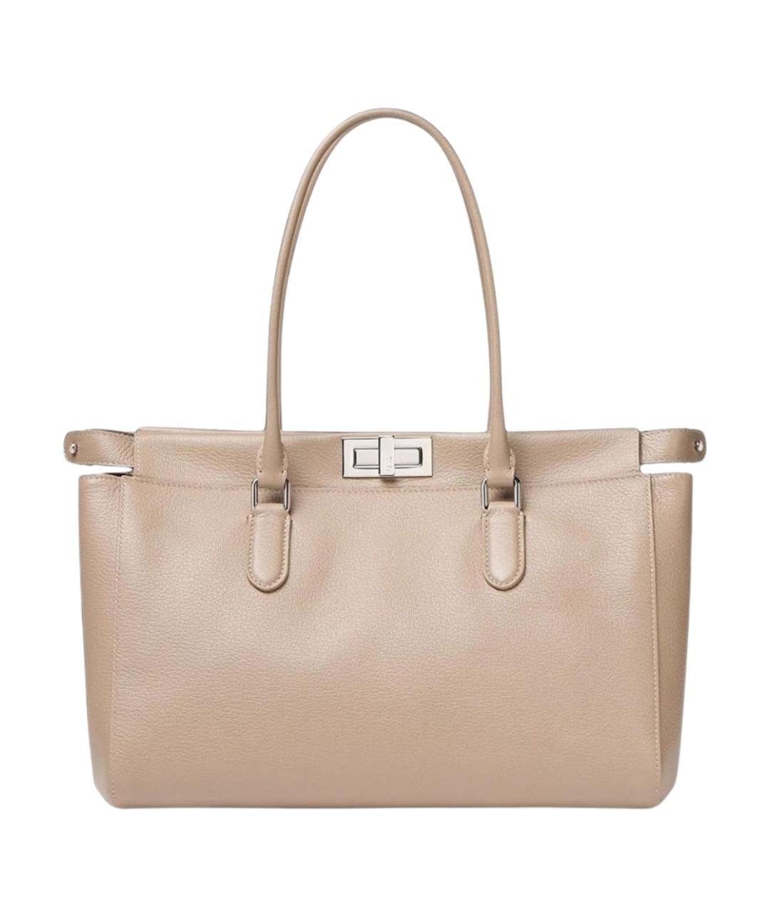 FENDI Бежевая кожаная сумка тоут, фото 1