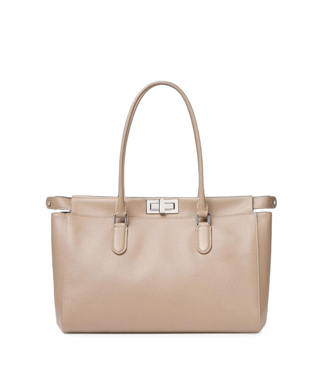 FENDI Бежевая кожаная сумка тоут, фото 3