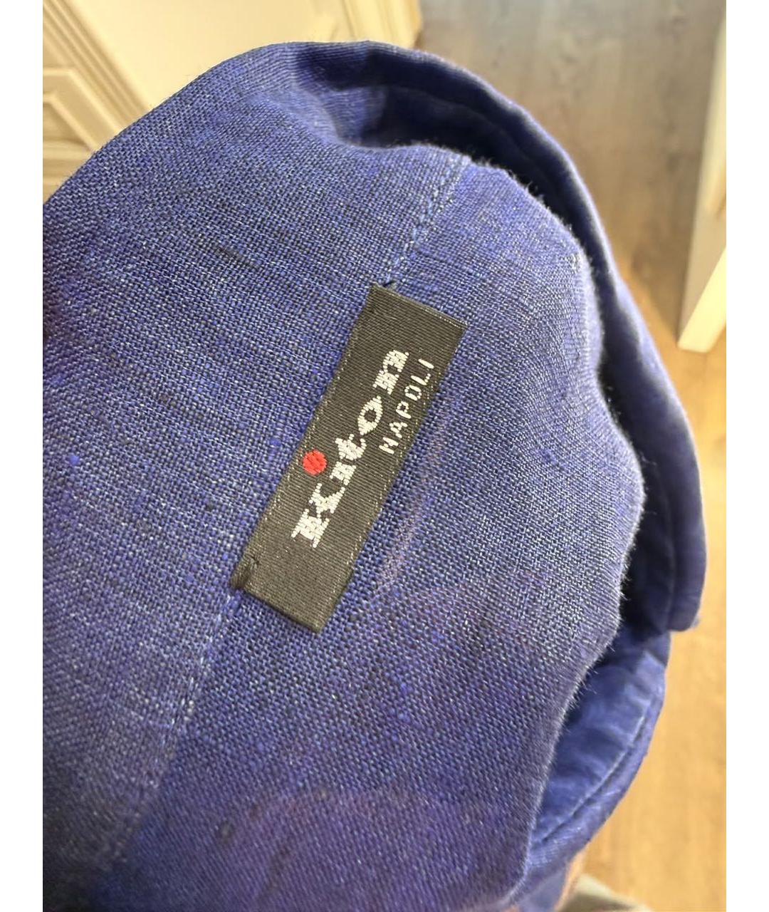 KITON Синяя льняная рубашка, фото 3