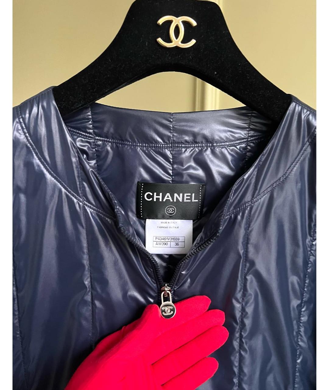 CHANEL Темно-синяя полиамидовая куртка, фото 3