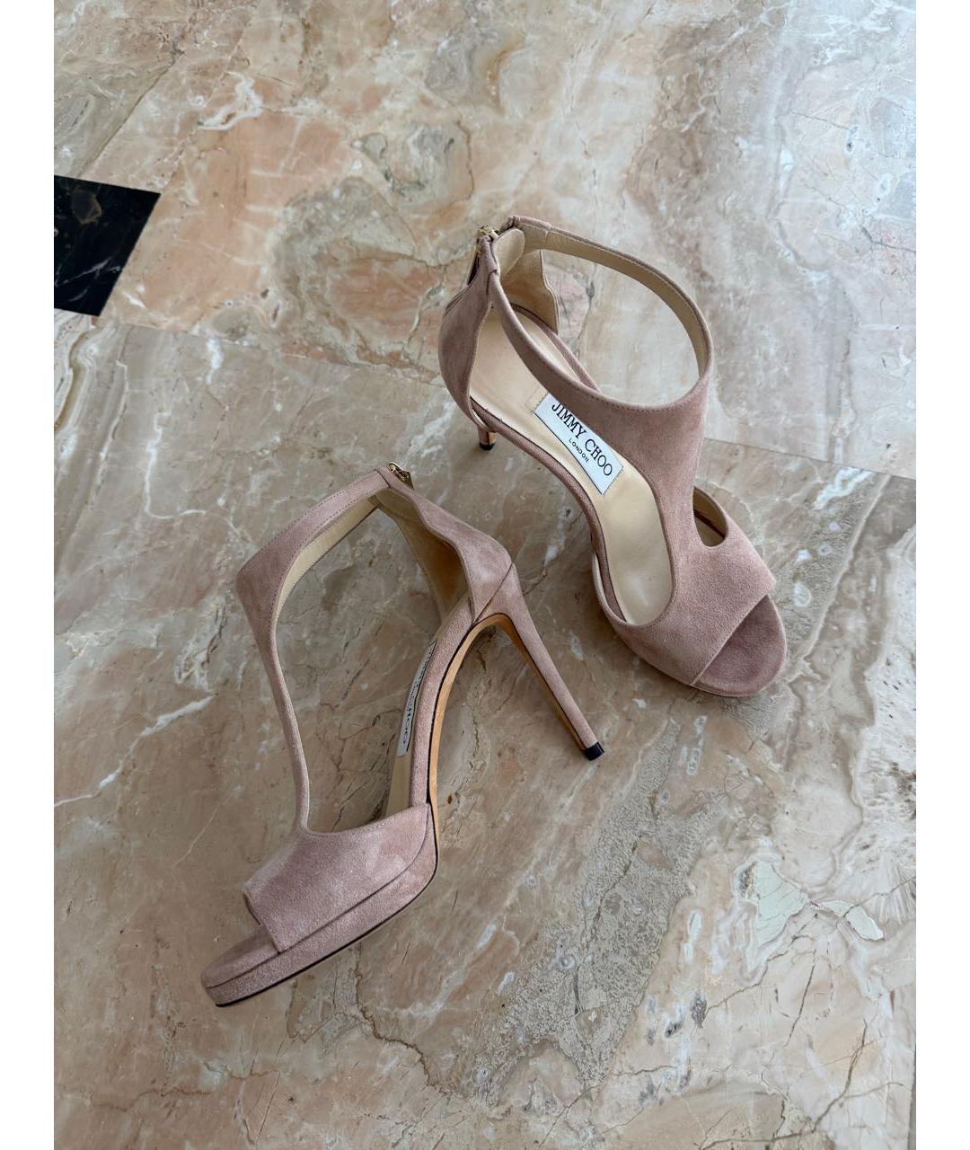 JIMMY CHOO Розовые замшевые босоножки, фото 5