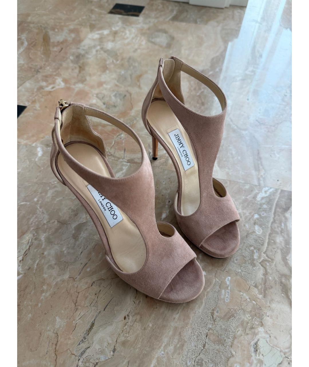 JIMMY CHOO Розовые замшевые босоножки, фото 6