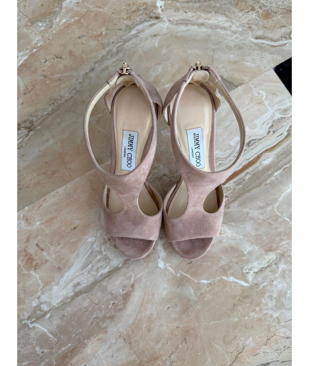 JIMMY CHOO Розовые замшевые босоножки, фото 3