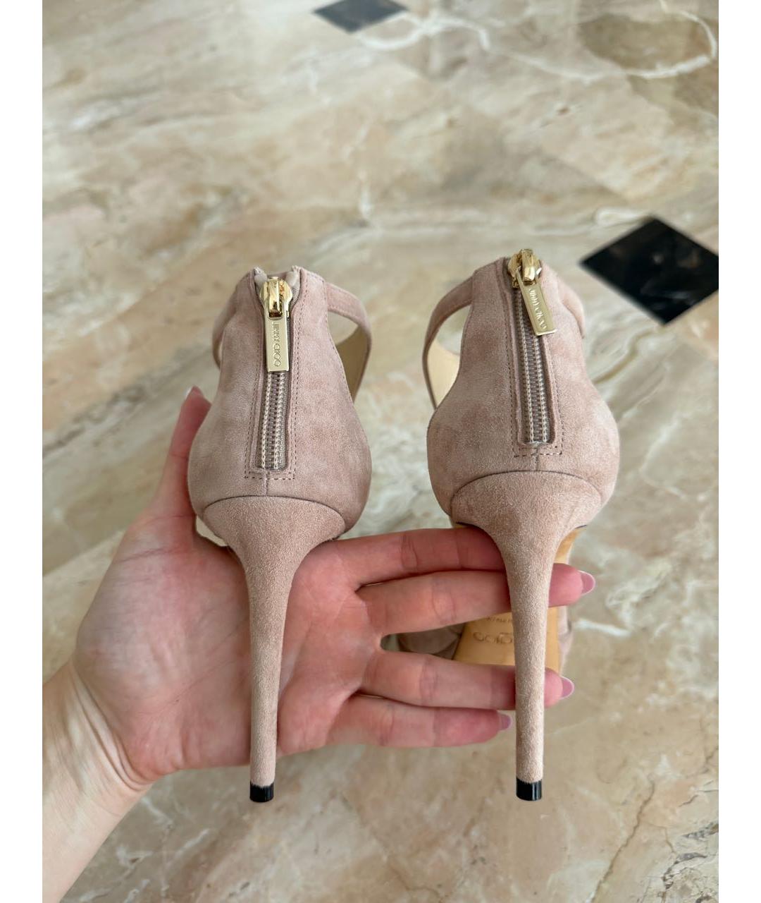 JIMMY CHOO Розовые замшевые босоножки, фото 4
