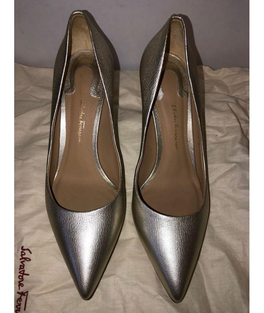 FERRAGAMO Серебряные кожаные туфли, фото 2
