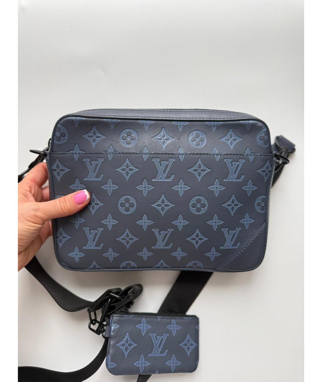 LOUIS VUITTON Синяя кожаная поясная сумка, фото 4