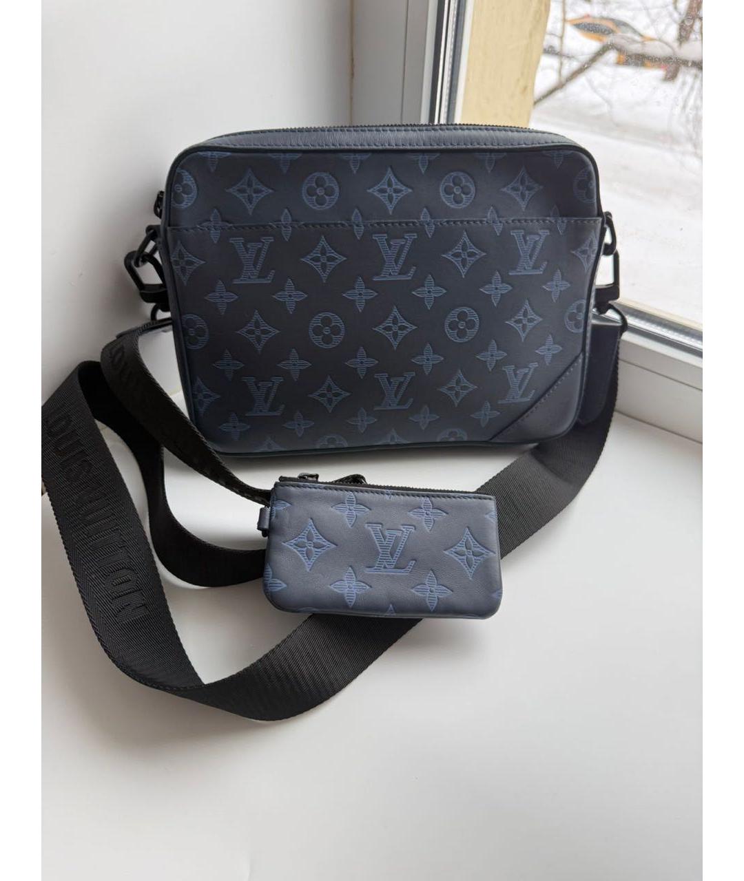 LOUIS VUITTON Синяя кожаная поясная сумка, фото 8