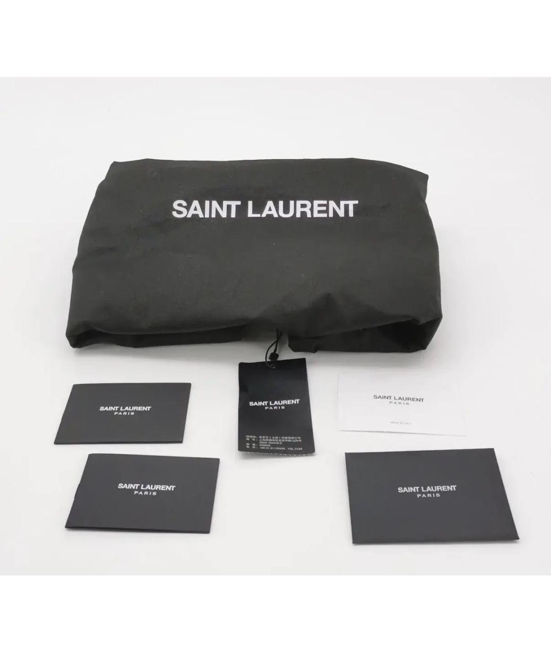 SAINT LAURENT Черная кожаная сумка тоут, фото 7